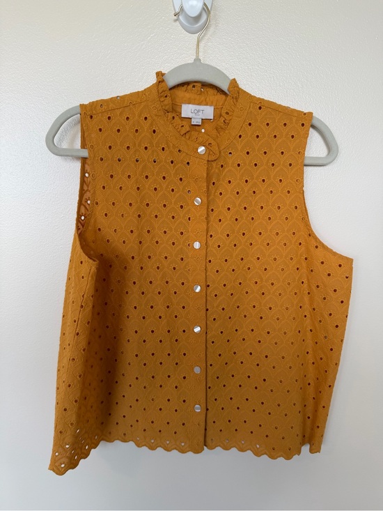LOFT Tops - LOFT Mustard Gold Eyelet Blouse Tank